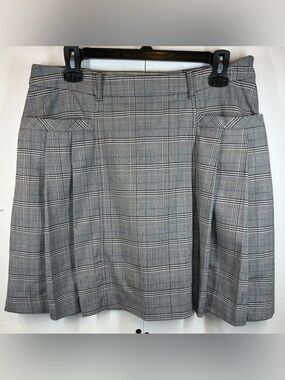 Monterey Club Size 8 Gray Plaid Golf Skort Built-In Shorts Pockets Stretch